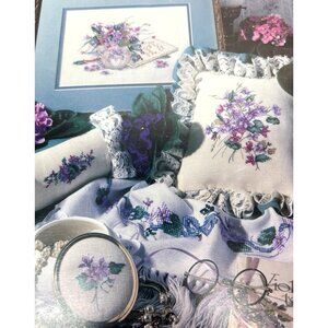 Paula Vaughans Sweet Violets Cross-Stitch Pattern Book 42 By Leisure Arts